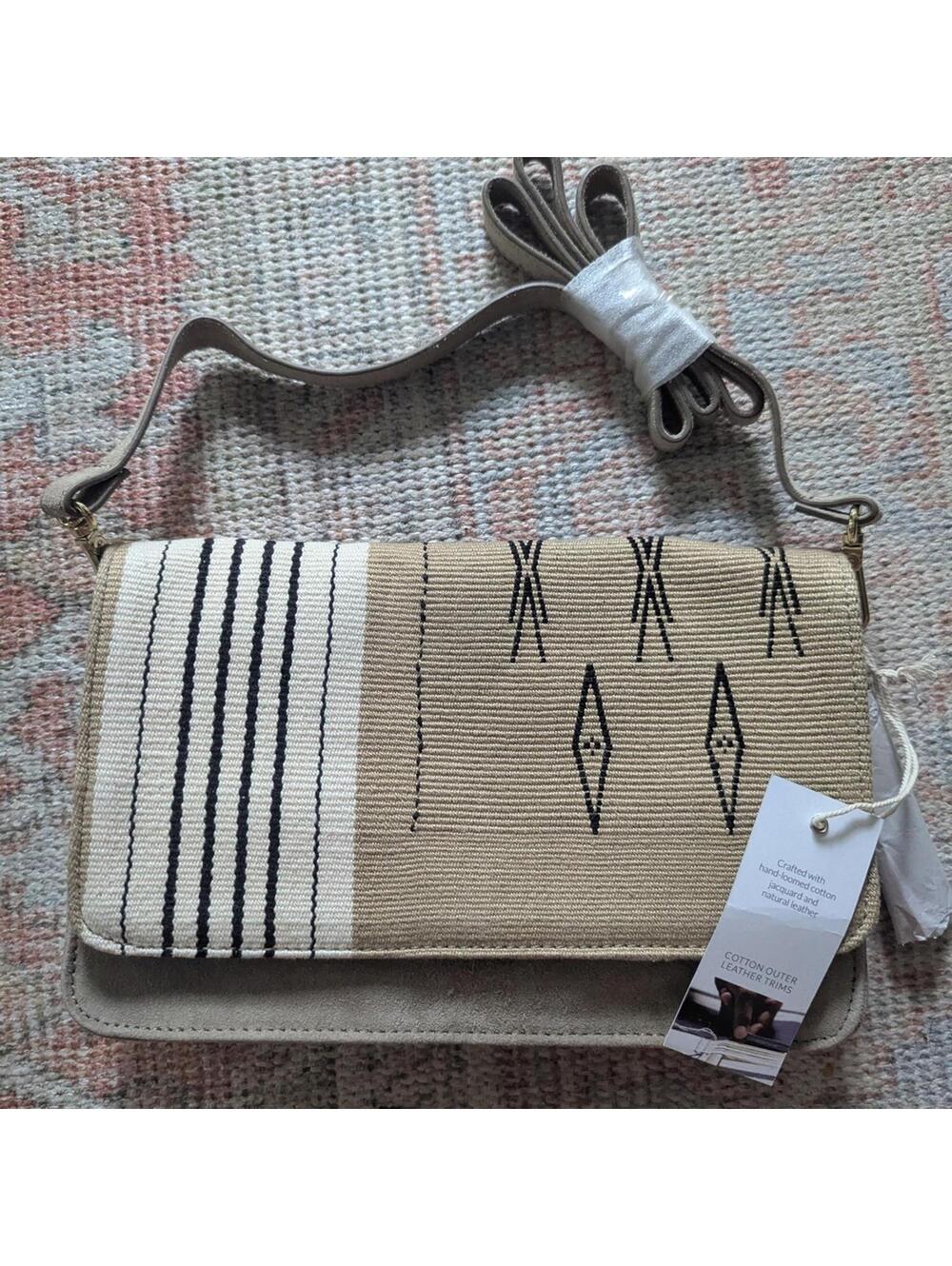 Stylish Beige and Black Patterned Women's Bag